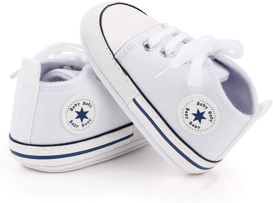 Unisex Baby Girls Boys Canvas High-top Shoes, Newborn Infant Anti-Slip Soft Sole Frist Walking