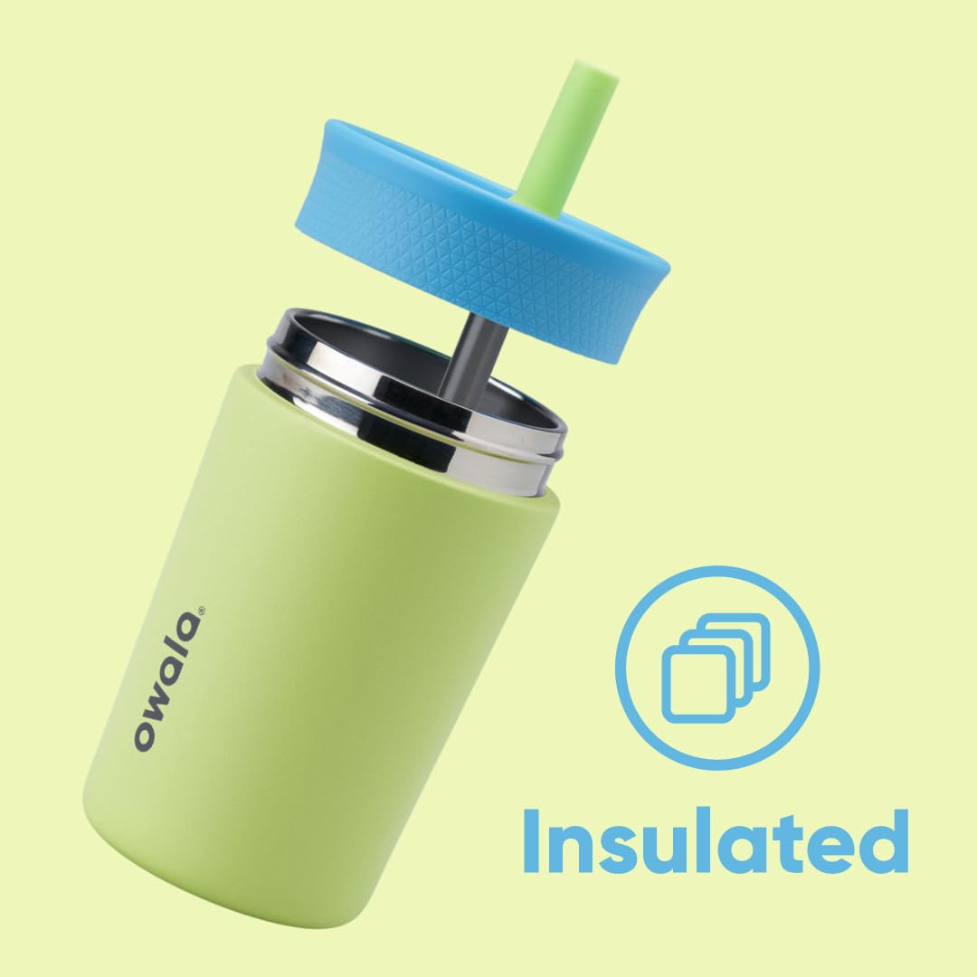 Owala Kids Insulation Stainless Steel Tumbler with Spill Resistant Flexible Straw, Easy to Clean