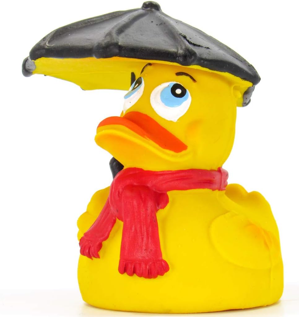 Lanco Umbrella Raining Rubber Duck Bath Toy | All Natural, Organic, Eco Friendly, Squeaker Brand |