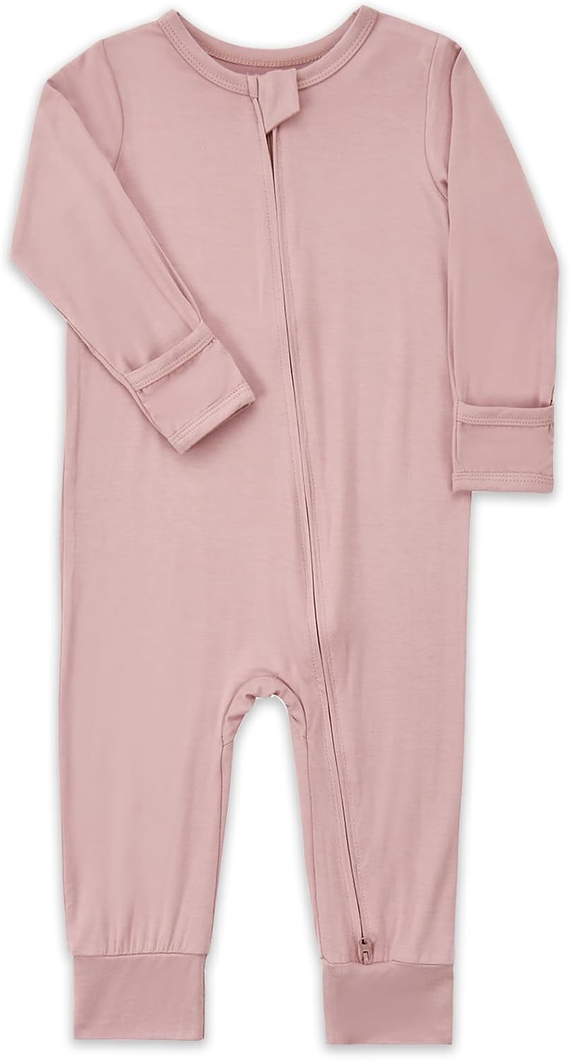 Aablexema Baby Footless Pajamas Zipper with Mitten, Rayon from Bamboo, Infant Long Sleeve Romper Pjs