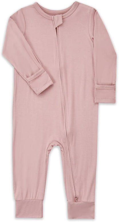 Aablexema Baby Footless Pajamas Zipper with Mitten, Rayon from Bamboo, Infant Long Sleeve Romper Pjs