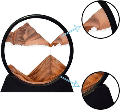 Aoderun Moving Sand Art Picture Round Glass 3D Deep Sea Sandscape in Motion Display Flowing Sand
