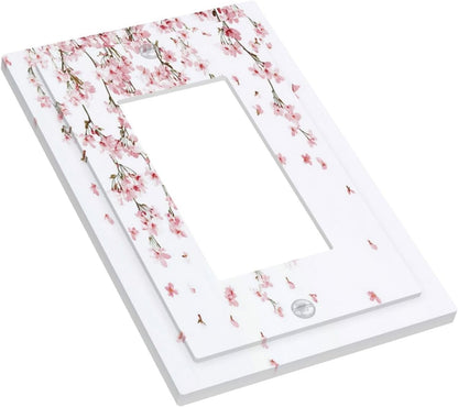 Decorative Outlet Covers Sakura Plant Floral Pink Flowers 1 Gang Single Rocker Light Switch Cover