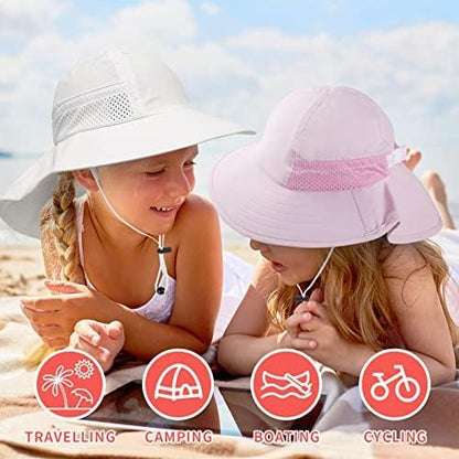 2-Pack Toddler Baby Sun Hat Kids Summer UPF 50+ for Boys Girls Adjustable Beach Hats with Bucket