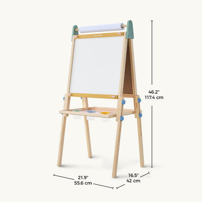 Tiny Land Wooden Easel for Kids, Art Easel with Chalkboard & Whiteboard