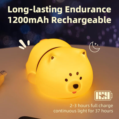 Cute Puppy Night Light for Baby Kids - Rechargeable Touch Control Night Light with 3 Brightness