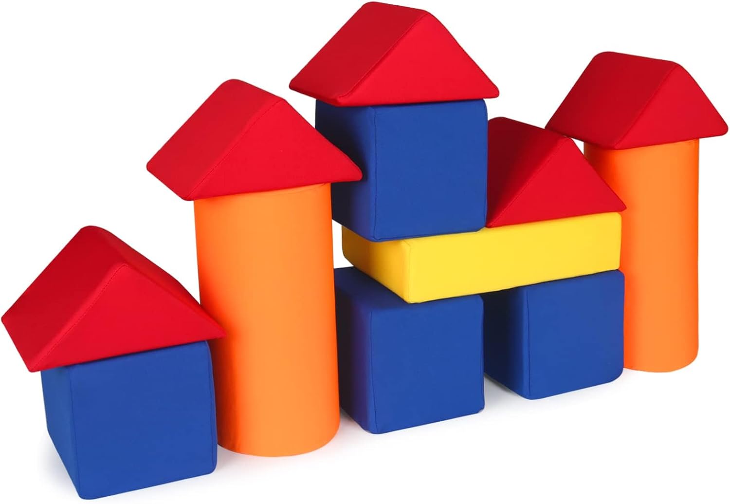 Toddler Foam Building Blocks, 12 PCS + 4 Kinds of Shapes Colourful Stacking Block Sets for Kids