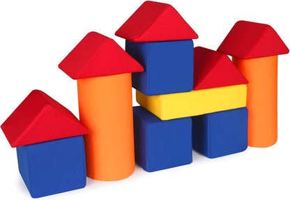 Toddler Foam Building Blocks, 12 PCS + 4 Kinds of Shapes Colourful Stacking Block Sets for Kids