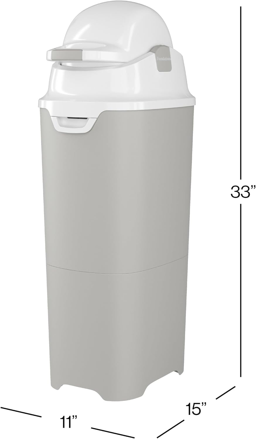 Foundations Tall Diaper Pail with Airtight Lid - Durable & Odorless Diaper Disposal, Large