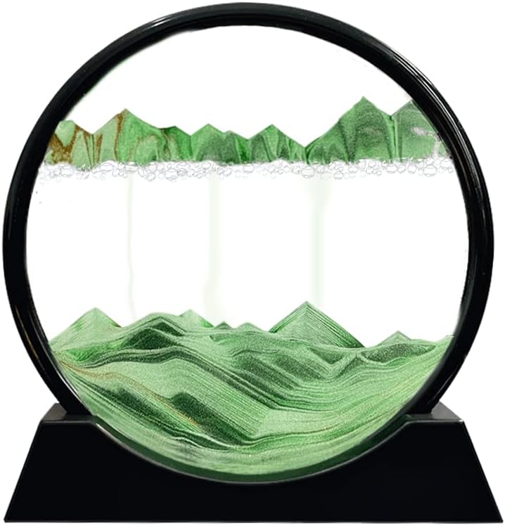 Aoderun Moving Sand Art Picture Round Glass 3D Deep Sea Sandscape in Motion Display Flowing Sand