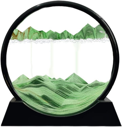 Aoderun Moving Sand Art Picture Round Glass 3D Deep Sea Sandscape in Motion Display Flowing Sand