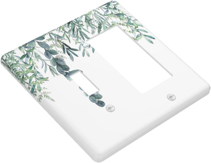 Eucalyptus Leaves Greenery Vine Flowers Simplicity Outlet Covers 1 Toggle 1 Rocker Combination