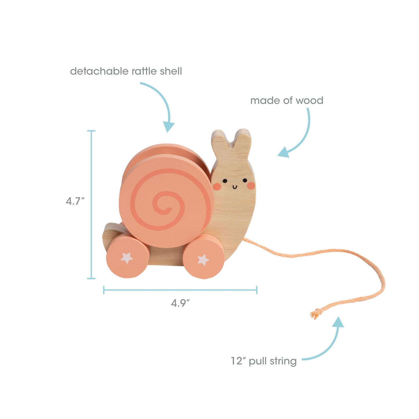 Pearhead Montessori Snail Pull Toy, Wooden Toddler Walking Toy