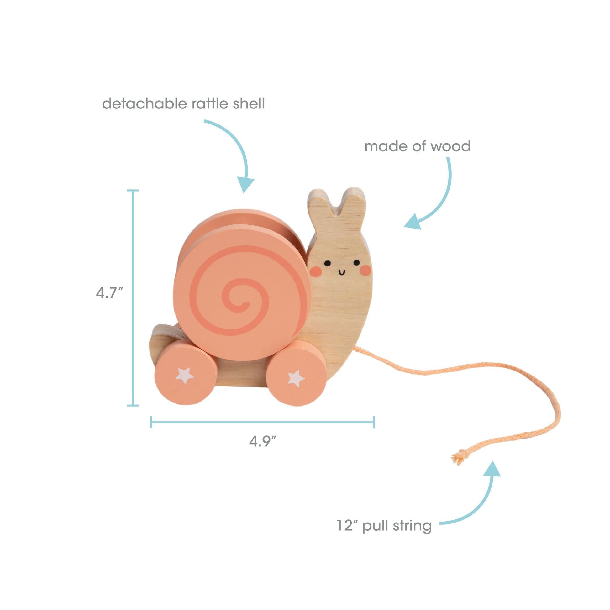 Pearhead Montessori Snail Pull Toy, Wooden Toddler Walking Toy