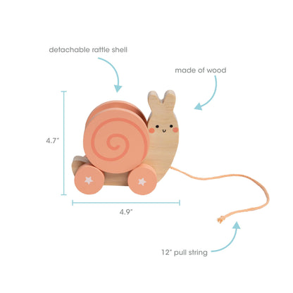 Pearhead Montessori Snail Pull Toy, Wooden Toddler Walking Toy