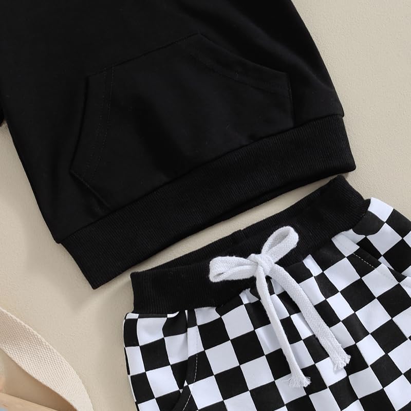 Toddler Baby Boy Summer Hooded Outfit Contrast Color Short Sleeve T Shirt Top Elastic Shorts Summer
