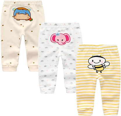 Unisex Newborn Baby Cotton 4-Pack Pants Embroidery Pringting Casual Leggings 0-24 Months for Boys