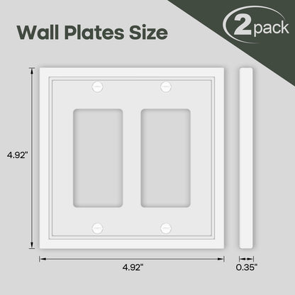 Double Decorator Switch Cover Plate White Classic Decorative Decorator Switch Plates Cover 2 Gang