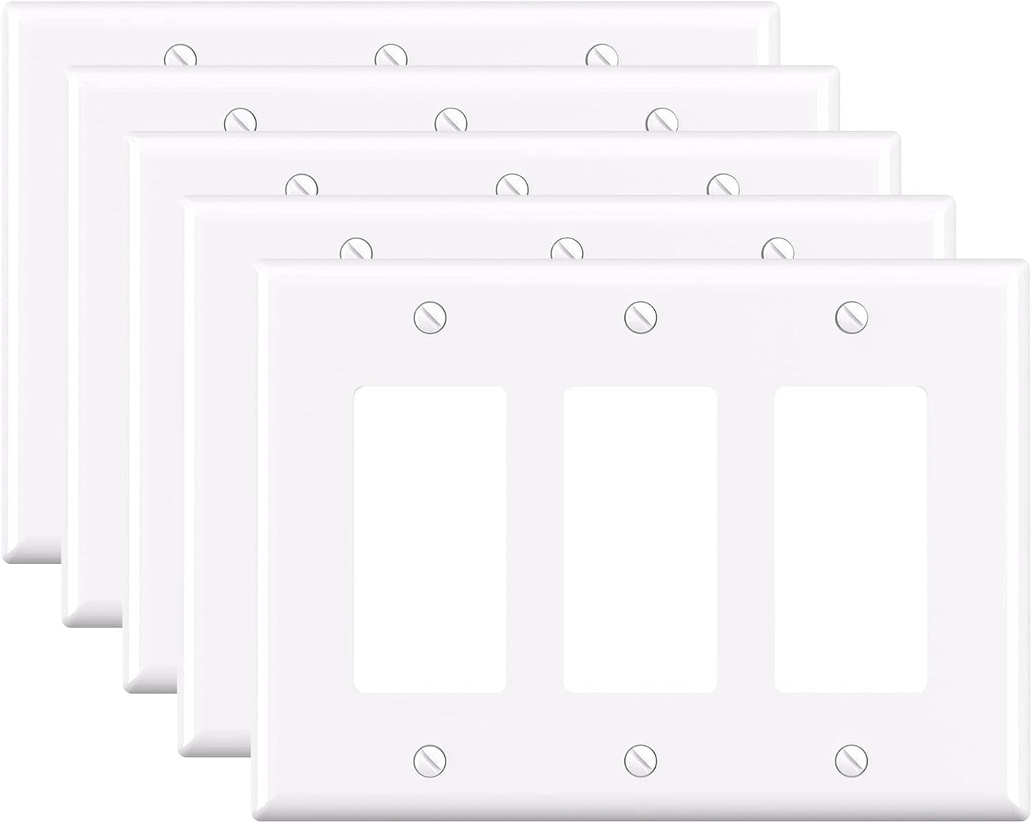 ELEGRP 3-Gang Decorative Wall Plates, Mid-Size 4.88" H x 6.75" L Unbreakable Thermoplastic