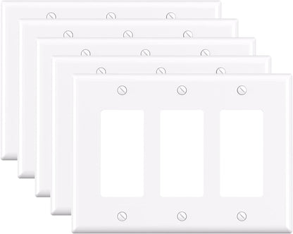 ELEGRP 3-Gang Decorative Wall Plates, Mid-Size 4.88" H x 6.75" L Unbreakable Thermoplastic