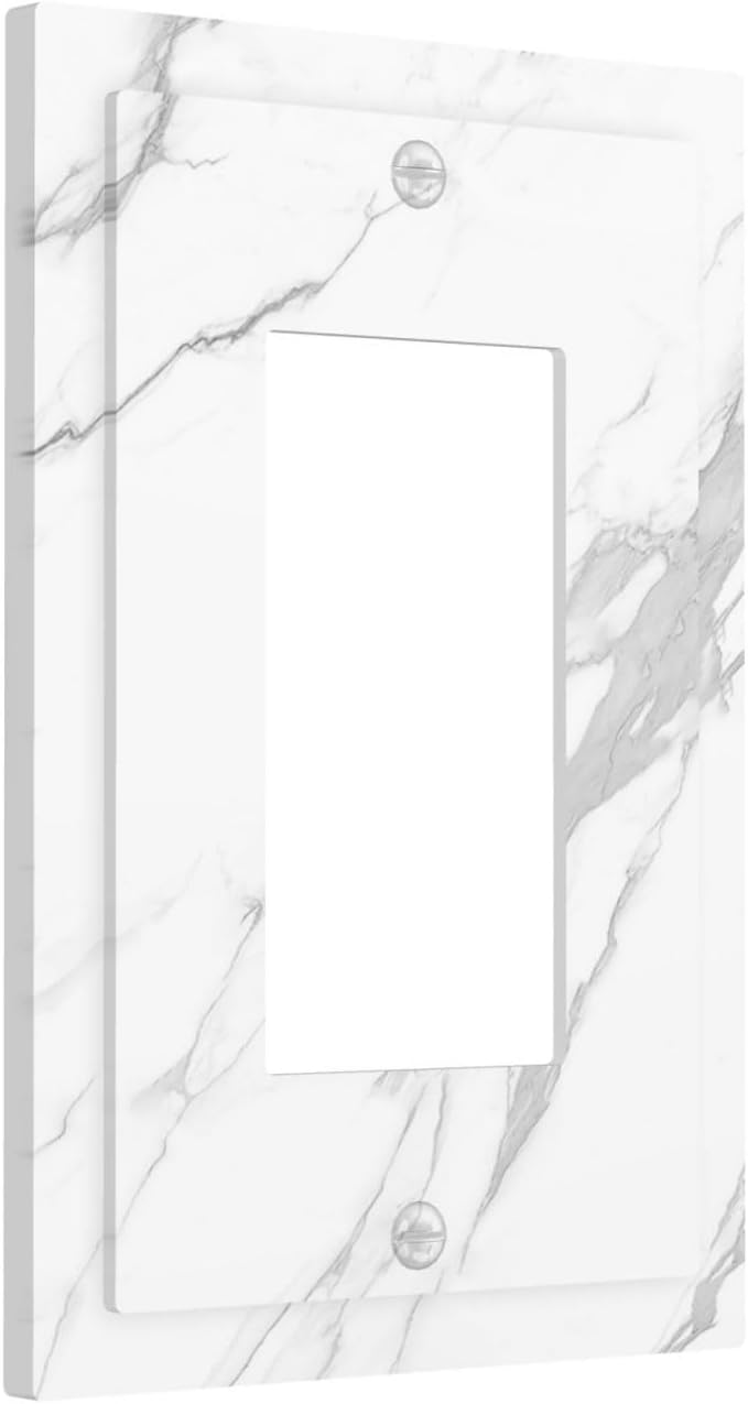 Decorative Outlet Covers Modern White Gray Marble 1 Gang Single Rocker Light Switch Cover Plate