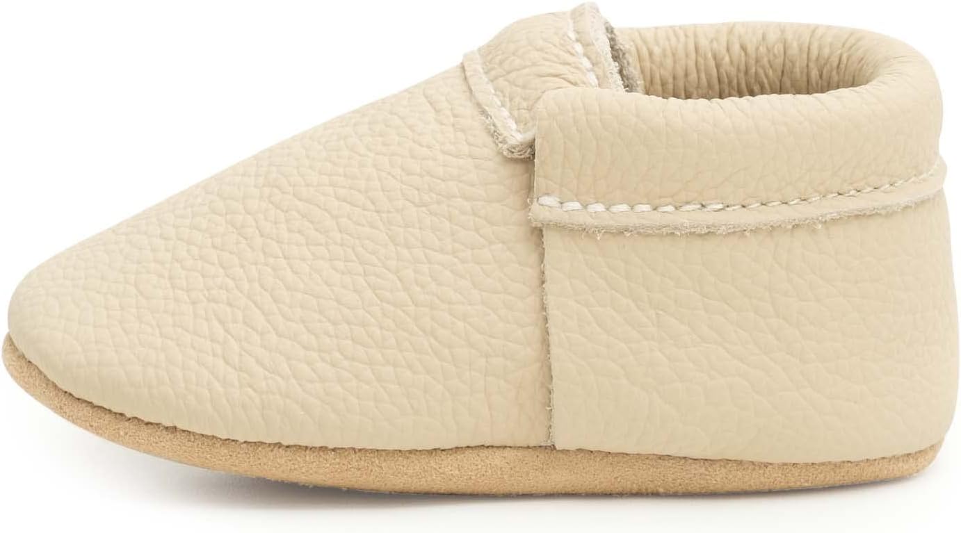 BirdRock Baby Fringeless Moccasins - Genuine Leather Boys and Girls Shoes for Newborns, Infants