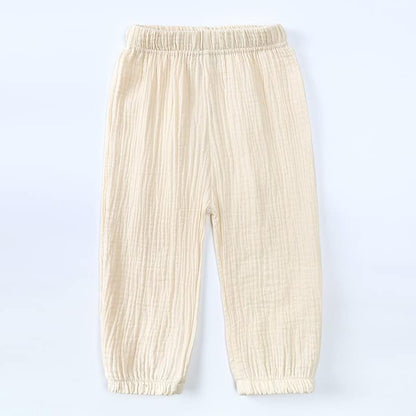 MYGBCPJS Baby Boys Girls Cotton Linen Trousers Kids Casual Ankle Pants Loose Long Bloomers
