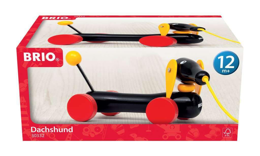 BRIO World - 30332 Pull Along Dachshund | Interactive Toddler Toy | Durable Wooden Construction |