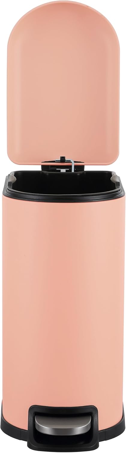 happimess HPM1009G Roland Mini 2.6-Gallon Step-Open Trash Can, Flamingo Pink,with Soft-Close Lid
