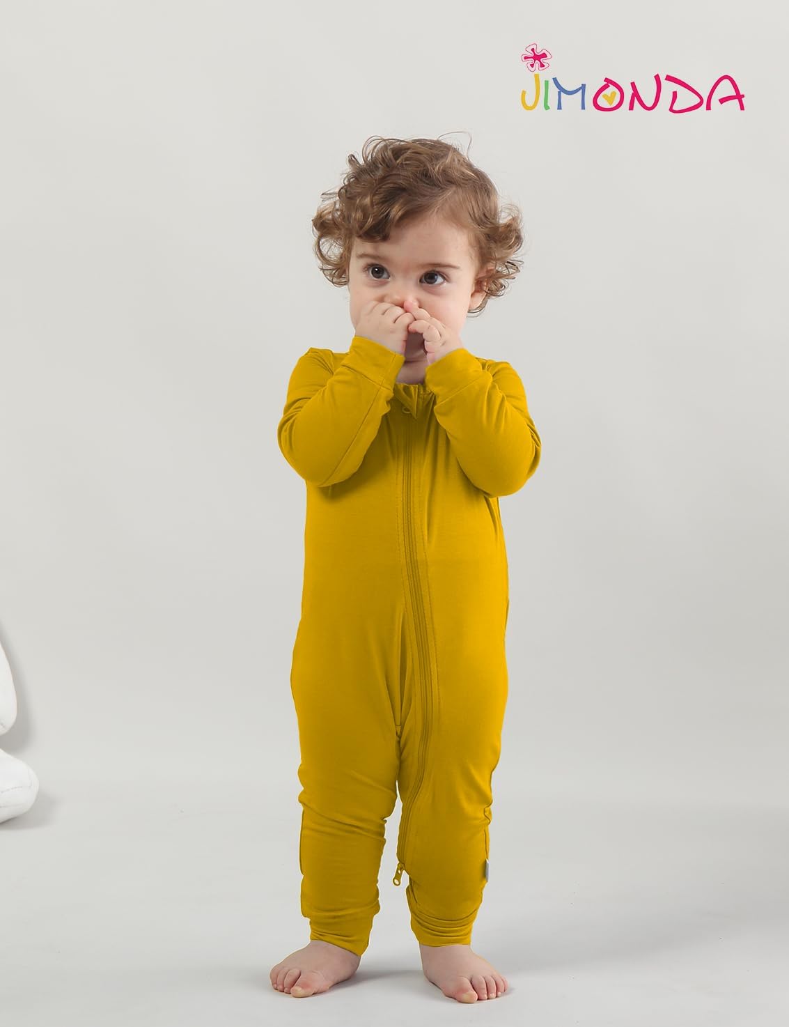 Jimonda Baby Romper Boys Girls Bamboo Pajamas 2-Way Zipper Footless Unisex Long Sleeve Sleepers