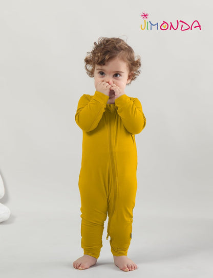 Jimonda Baby Romper Boys Girls Bamboo Pajamas 2-Way Zipper Footless Unisex Long Sleeve Sleepers