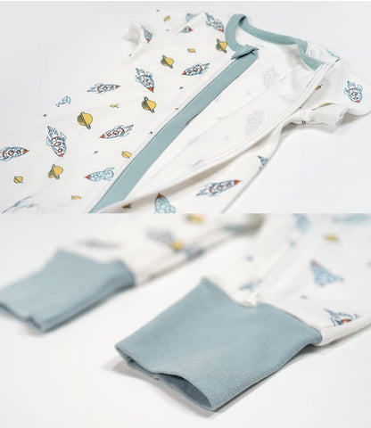 Teach Leanbh Baby Boys Girls 2 Pack 2 Way Zipper Footless Pajamas Cotton Short Sleeve Printing
