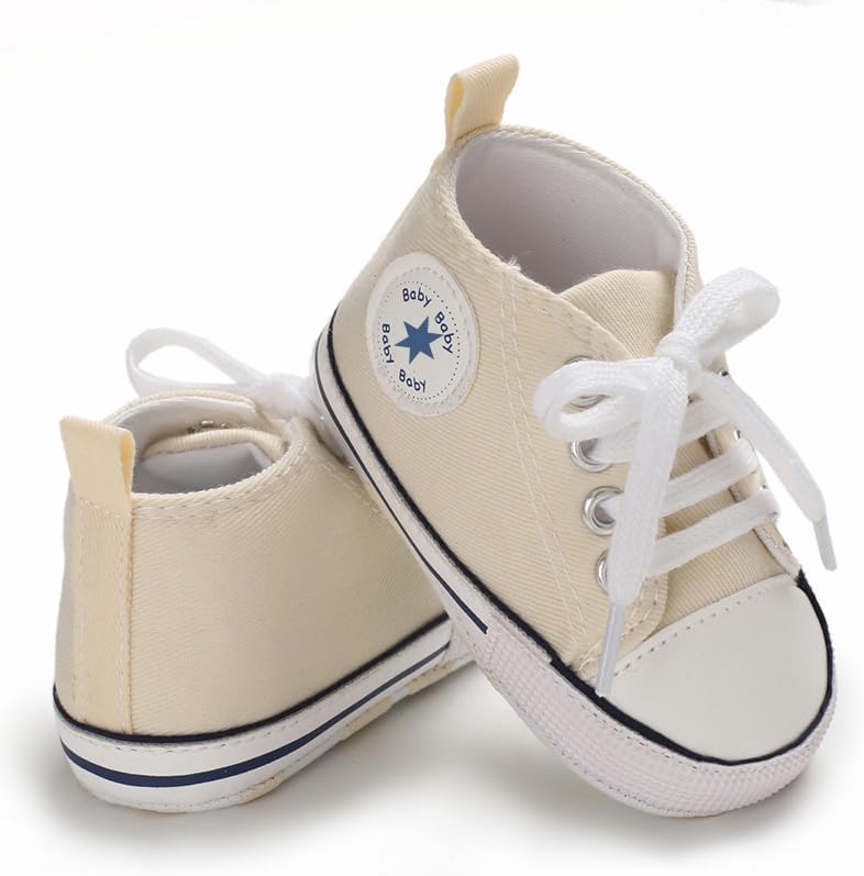 Unisex Baby Girls Boys Canvas High-top Shoes, Newborn Infant Anti-Slip Soft Sole Frist Walking