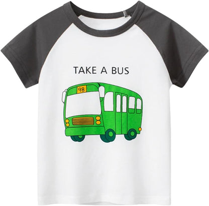 Boys' 4-Pack Excavator Short Sleeve Crewneck T-Shirts Top Tee Size 2-7 Years Toddler Boys' Value