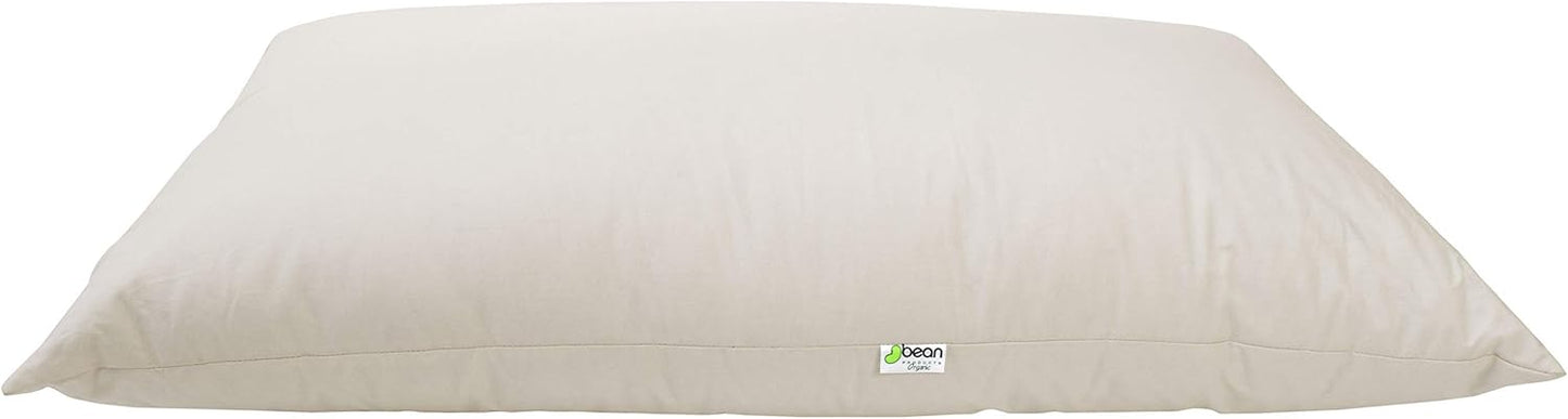 Bean Products King Organic Kapok Pillow + Natural Org Case - 20" x 36" - Organic Cotton Zippered