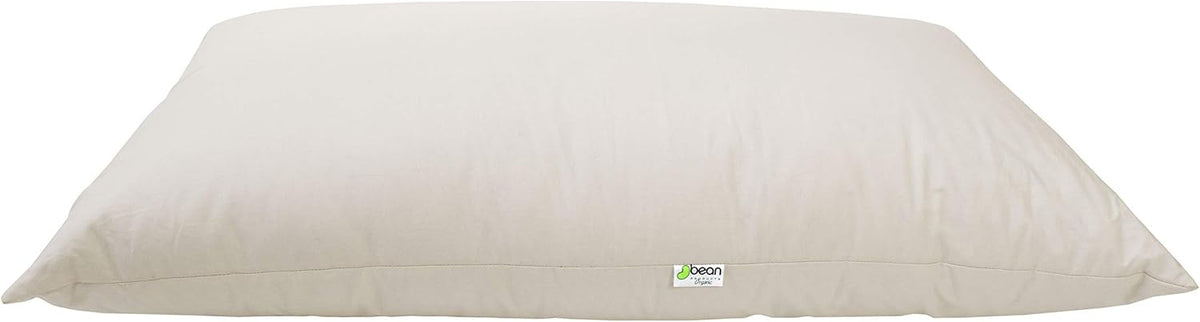Bean Products King Organic Kapok Pillow + Natural Org Case - 20" x 36" - Organic Cotton Zippered
