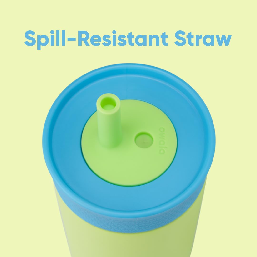 Owala Kids Insulation Stainless Steel Tumbler with Spill Resistant Flexible Straw, Easy to Clean
