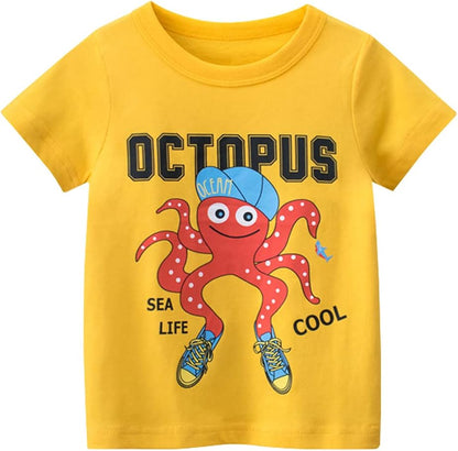 Boys' 4-Pack Excavator Short Sleeve Crewneck T-Shirts Top Tee Size 2-7 Years Toddler Boys' Value