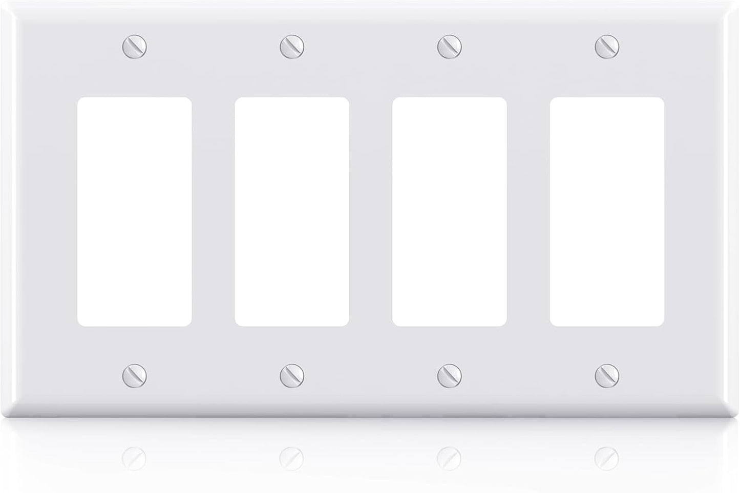 ELEGRP 4-Gang Decorative Wall Plates, Mid-Size 4.88" H x 8.57" L Unbreakable Thermoplastic