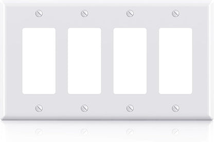 ELEGRP 4-Gang Decorative Wall Plates, Mid-Size 4.88" H x 8.57" L Unbreakable Thermoplastic