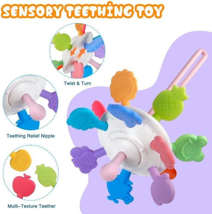 4-in-1 Baby Toys for 6-12 Months, Montessori Soft Stacking Blocks for Babies, Infants Teething