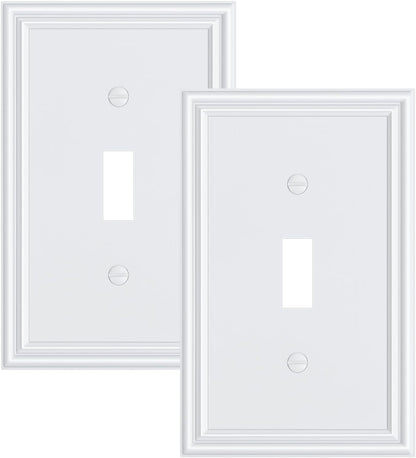 2-Pack Single Toggle Light Switch Cover Plate, Durable Solid Zinc Alloy Decorative Switch Plate