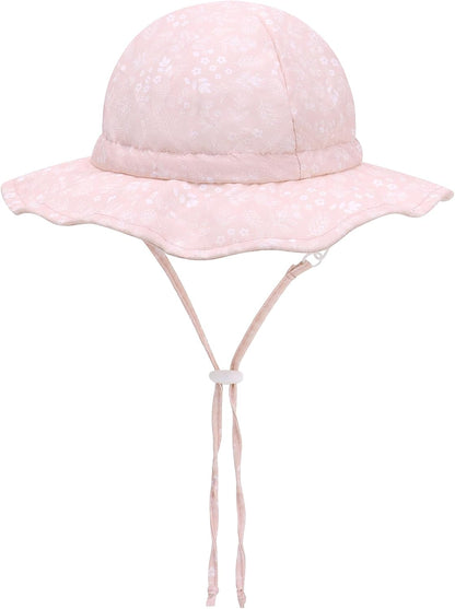UPF 50+ Baby Bucket Hat - Wide Brim Sun Protection Beach Cap for Girls - Cute & Adjustable Toddler