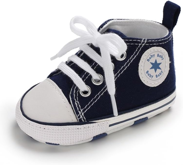 Unisex Baby Girls Boys Canvas High-top Shoes, Newborn Infant Anti-Slip Soft Sole Frist Walking