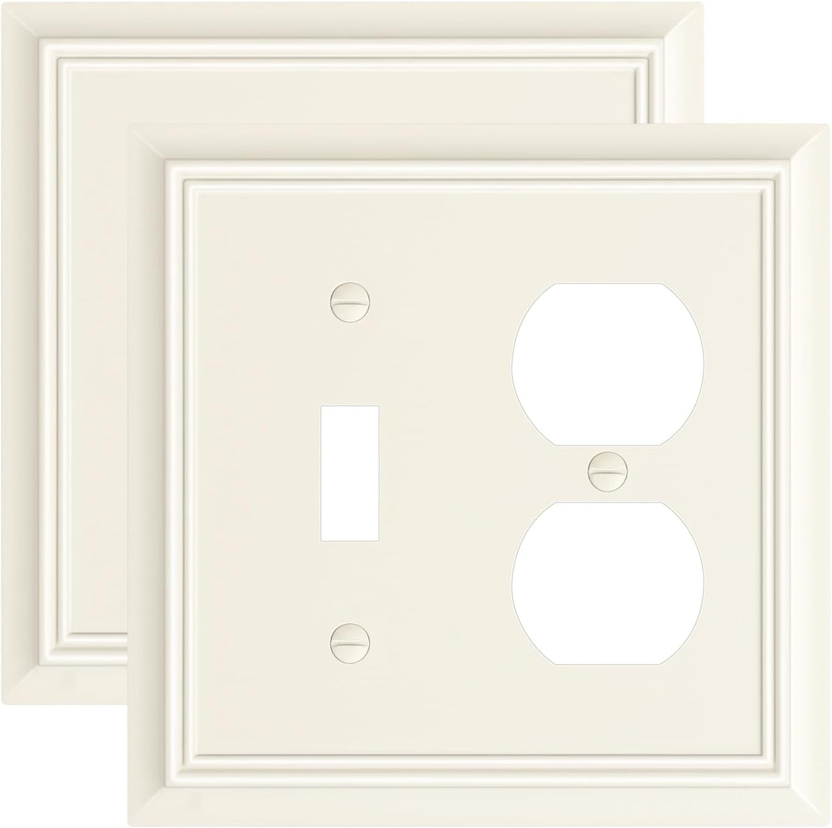2-Pack Combo Toggle/Duplex Light Switch Cover Plate, Light Almond Outlet Cover Plate, Natural
