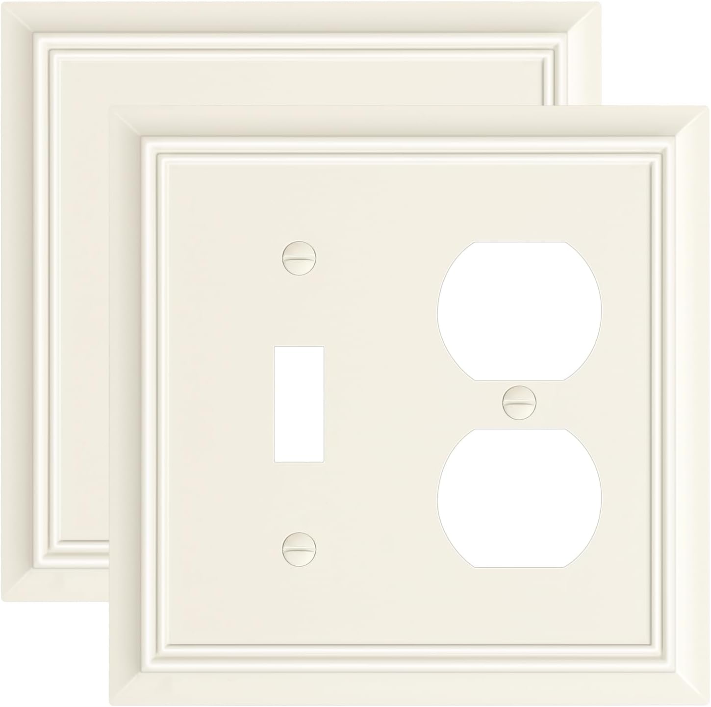 2-Pack Combo Toggle/Duplex Light Switch Cover Plate, Light Almond Outlet Cover Plate, Natural