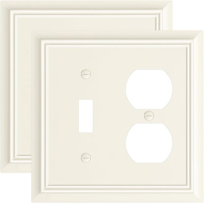 2-Pack Combo Toggle/Duplex Light Switch Cover Plate, Light Almond Outlet Cover Plate, Natural
