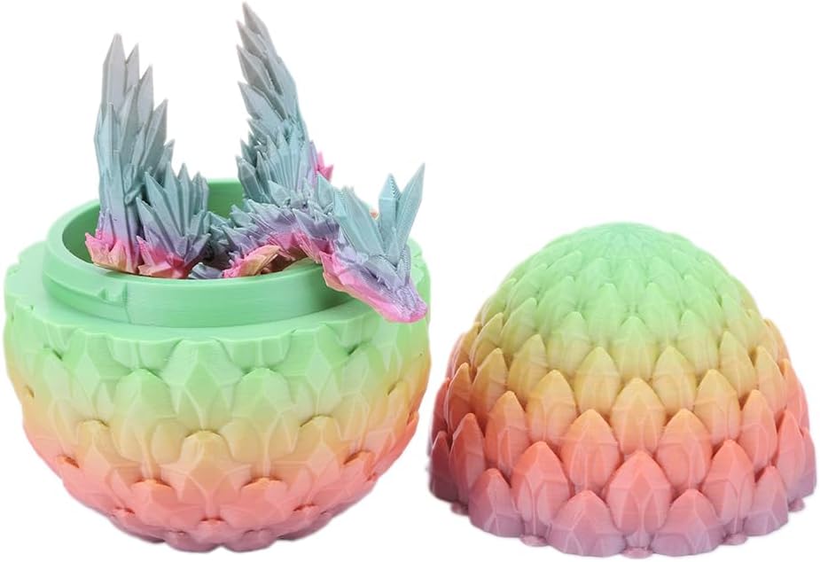 Cessfle 3D Printed Dragon in Egg, Fly Dragon Egggs with Dragon Inside Full Articulated Dragon Egggs