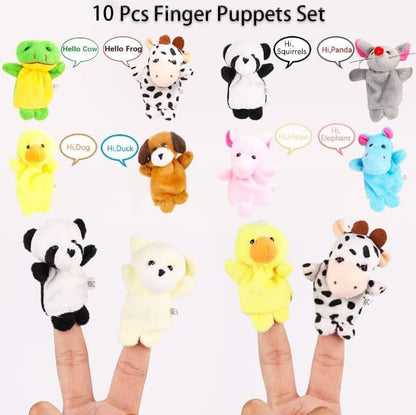 10Pcs Finger Puppets Set - Soft Plush Animals Finger Puppet Toys for Kids, Mini Plush Figures Toy