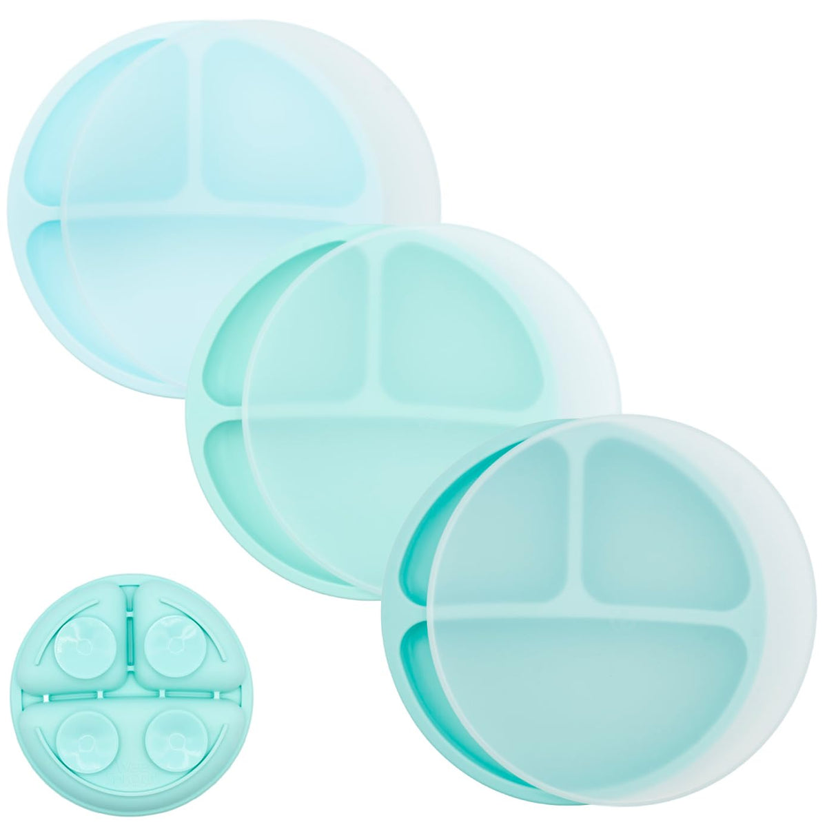 WeeSprout Suction Plates for Babies With Lids & Toddlers - 100% Silicone, Dinnerware Stays Put